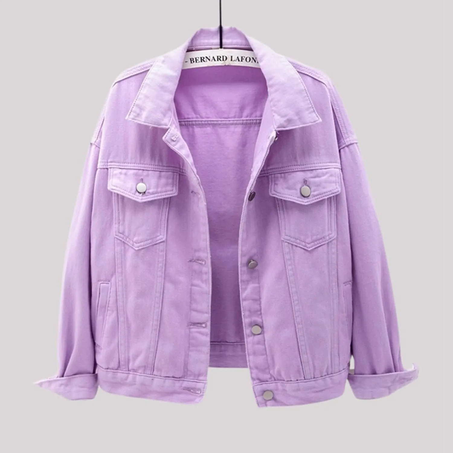 Bomber Jackets for Women Solid Button Down Jeans Denim Jackets Plus Size Trendy Casual Oversized Coat with Pockets