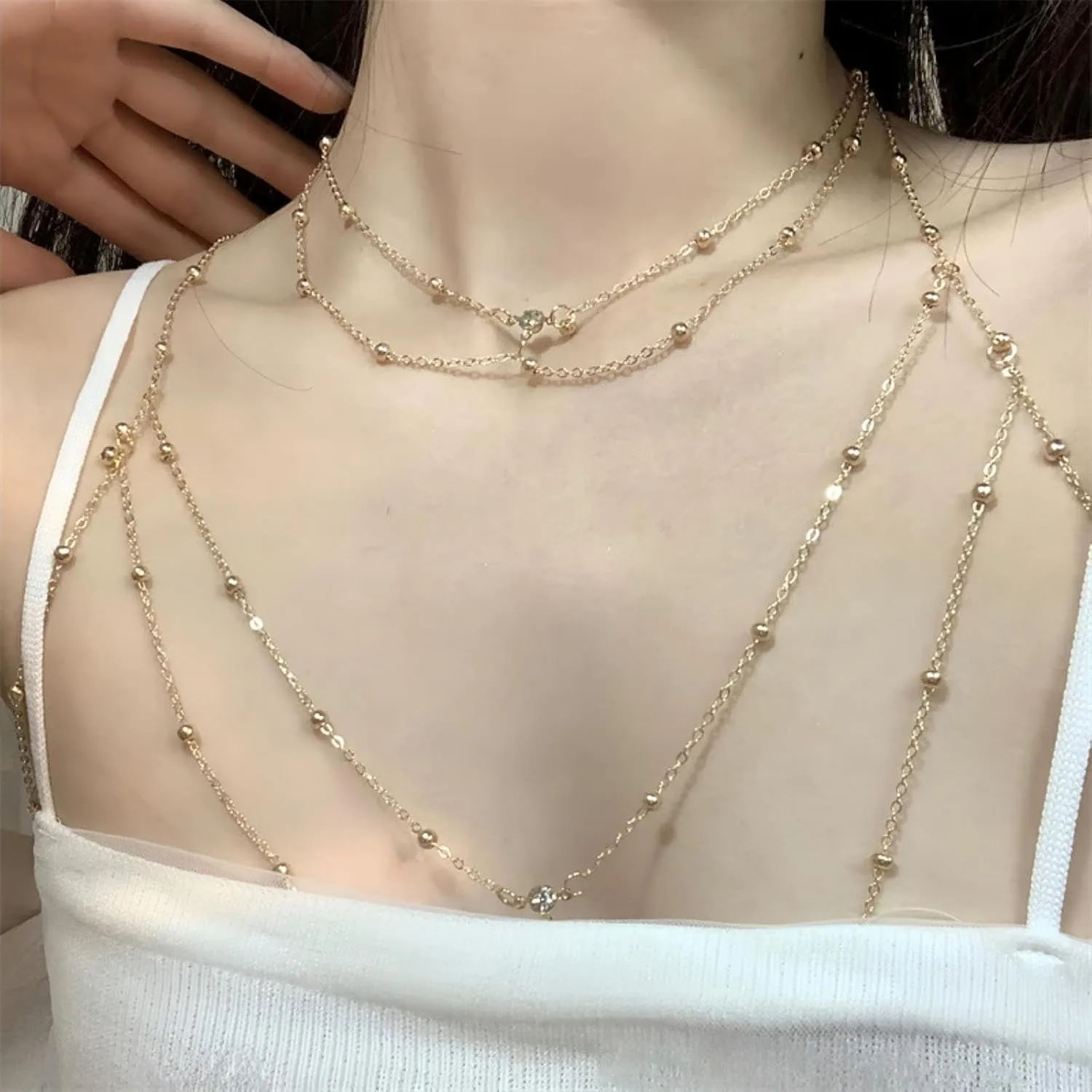 BORATO Waist Beads Chest Chain Body Chain Sexy Three-Dimensional Back Chain Backless Clothing Accessories
