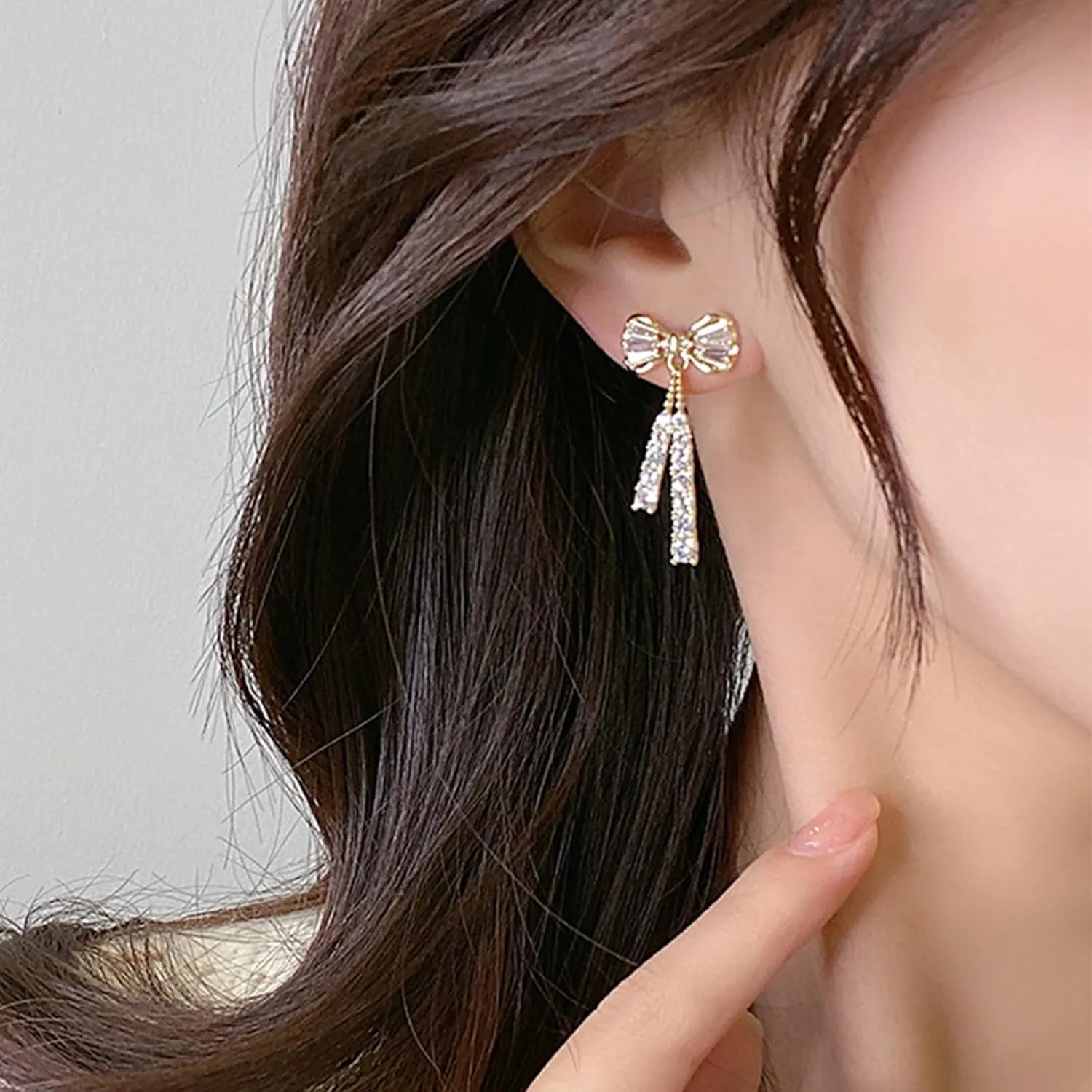 Bow Earrings Pearl Bow Earrings Rhinestone Bow Earrings Gold Ribbon Dangle Earrings Trendy Bow Stuff Jewelry Gifts for Women