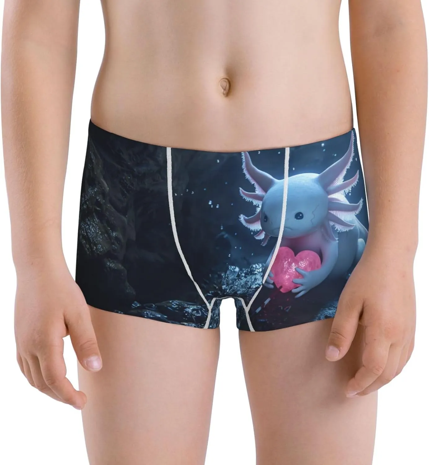 Boys' Cotton Boxer Brief Soft Underwear-Heart Axolotl