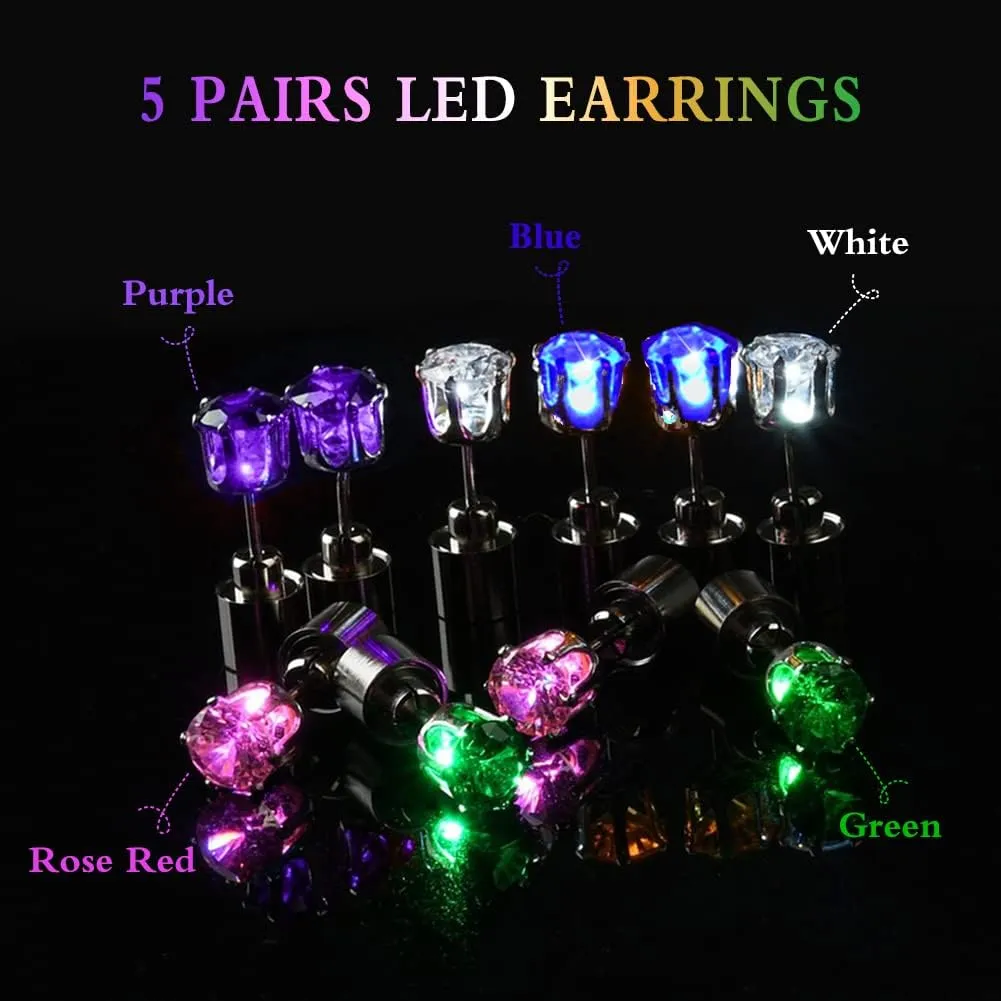 Bright Stylish Glow Earrings, Light Up Stud Earrings, LED Earrings for Men, Led Stud Earrings, Glowing Light Up Earrings for Women, Diamond Crown Ear Drop Pendant Stud Stainless