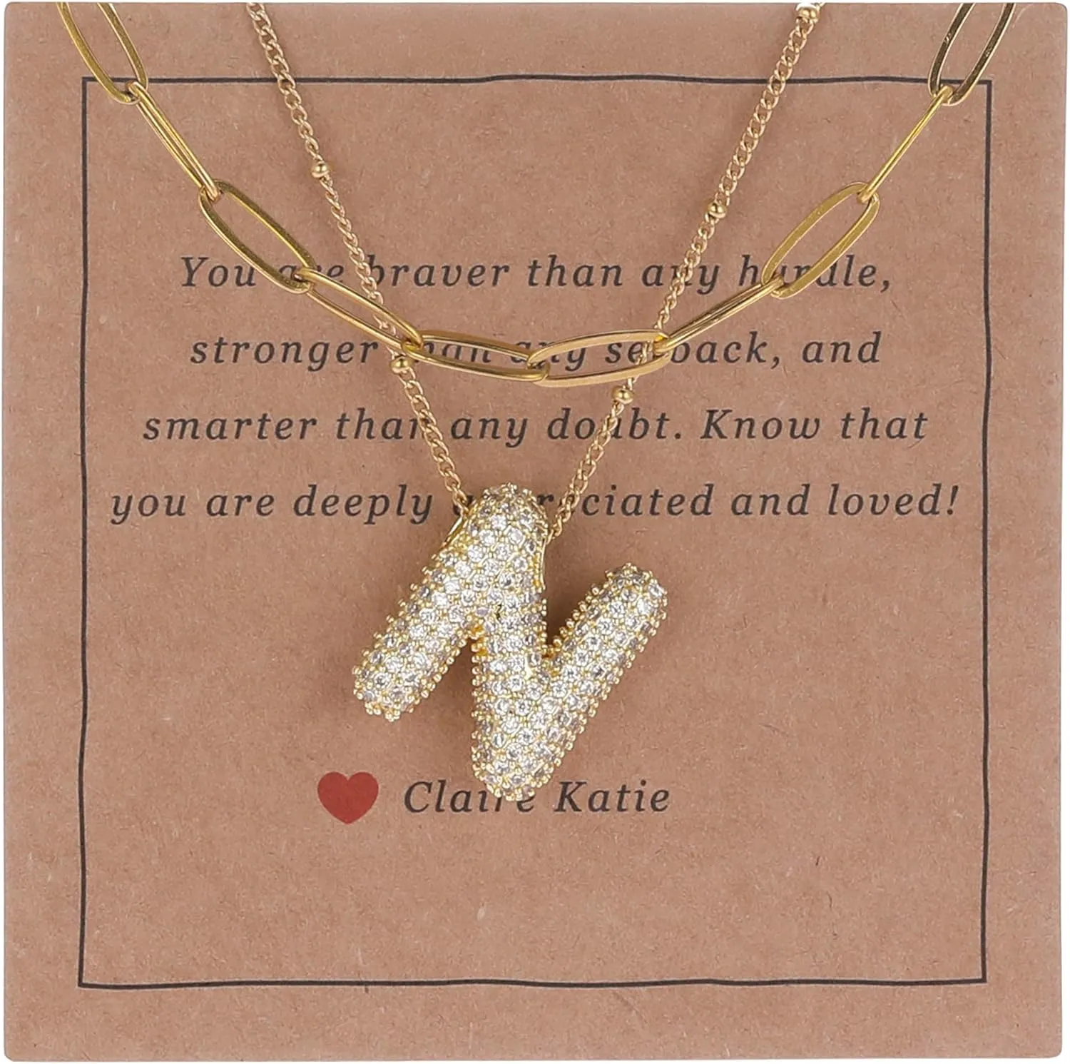Bubble Letter Initial Necklace 14K Gold Layered Necklaces For Women Dainty Balloon Alphabet Pendant Necklaces Gift For Her