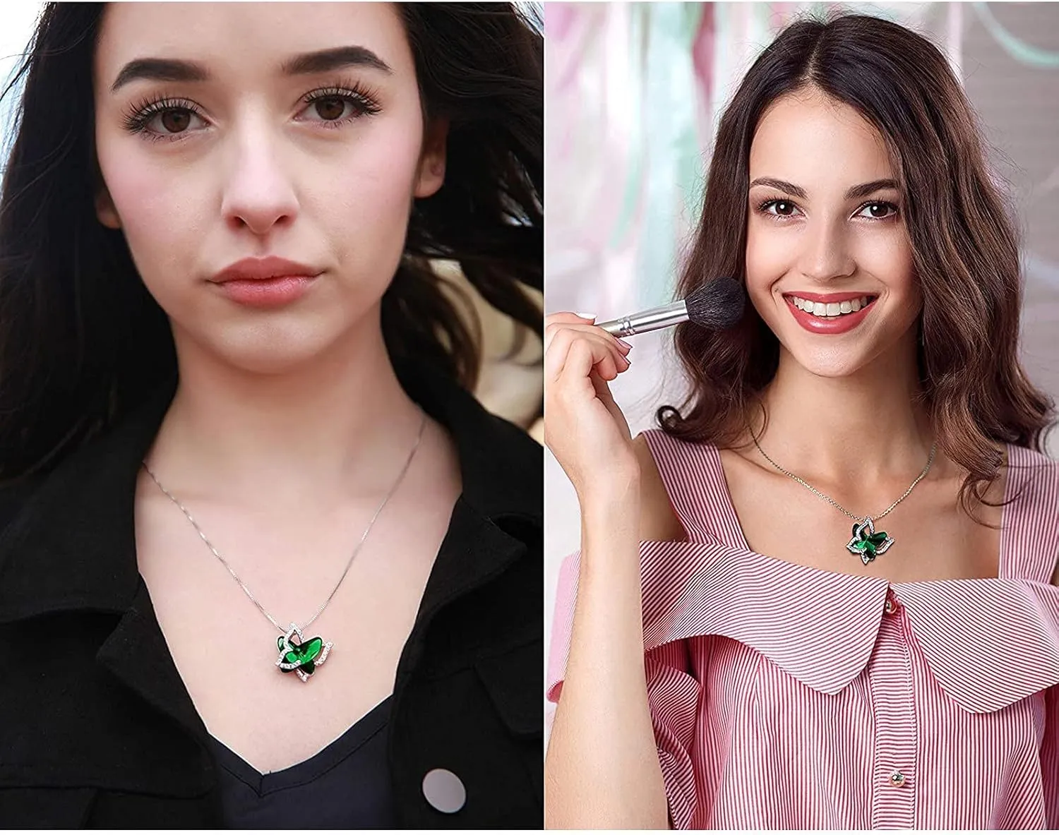 Butterfly Birthstone Crystal Necklace,925 Sterling Silver Butterflies Crystal Pendant Chain Xmas Mothers Day Gift for Women