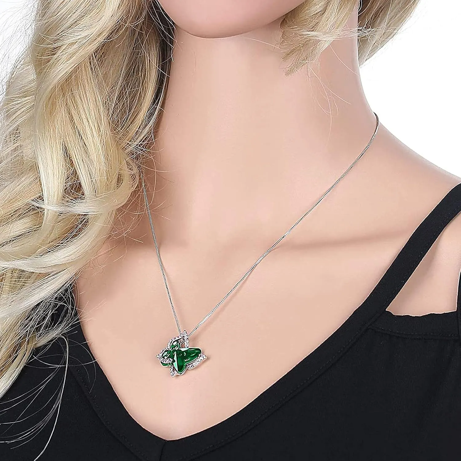 Butterfly Birthstone Crystal Necklace,925 Sterling Silver Butterflies Crystal Pendant Chain Xmas Mothers Day Gift for Women