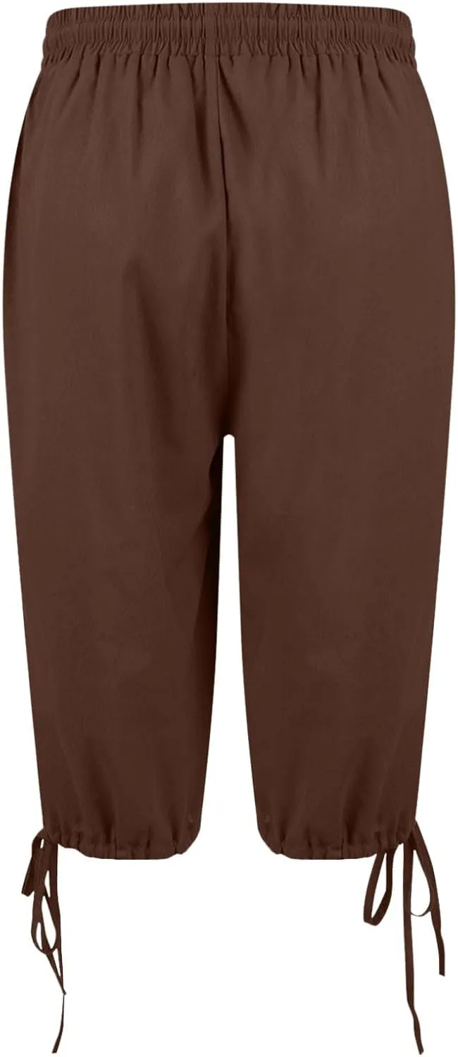 Capris Pants for Women 2025 Summer Cotton Linen Pant Lightweight High Waist Baggy Casual Cropped Trousers w/Pockets
