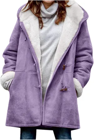 Cardigans for Women Plus Size Loose Fit Fashion Solid Color Jacket Sherpa Lined Fuzzy Fleece Hooded Trench Soft Coats