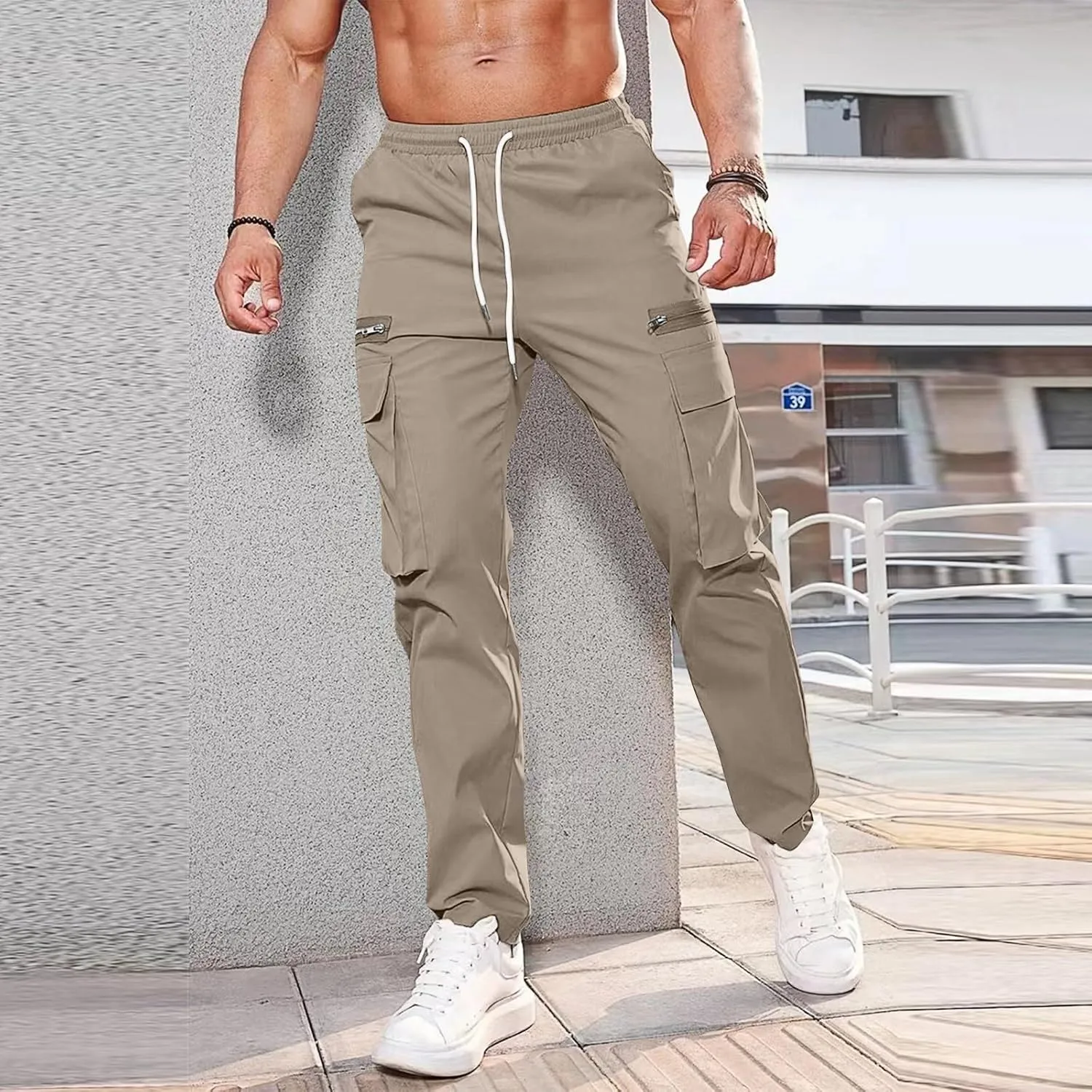 Cargo for Men Pants Lightweight Tactical Stretch Workout Pockets Hiking Joggers Sweatpants