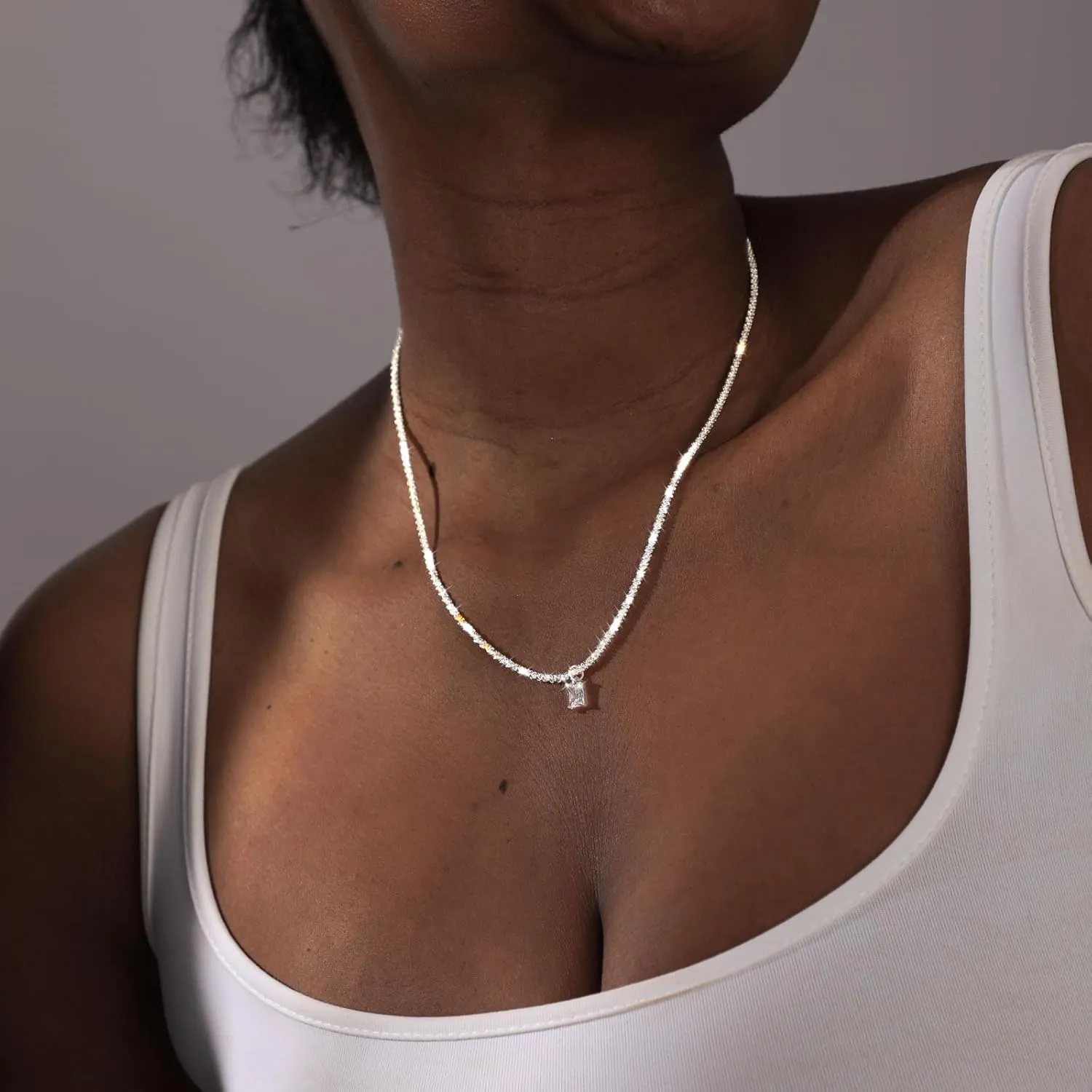 CAROVO Gold Necklace for Women,Dainty Gold Necklaces 14k Gold Plated Diamond Necklaces Cute CZ Solitaire Choker Necklaces for Women Simple Cubic Zirconia Pendant Necklace Trendy Jewelry Gifts