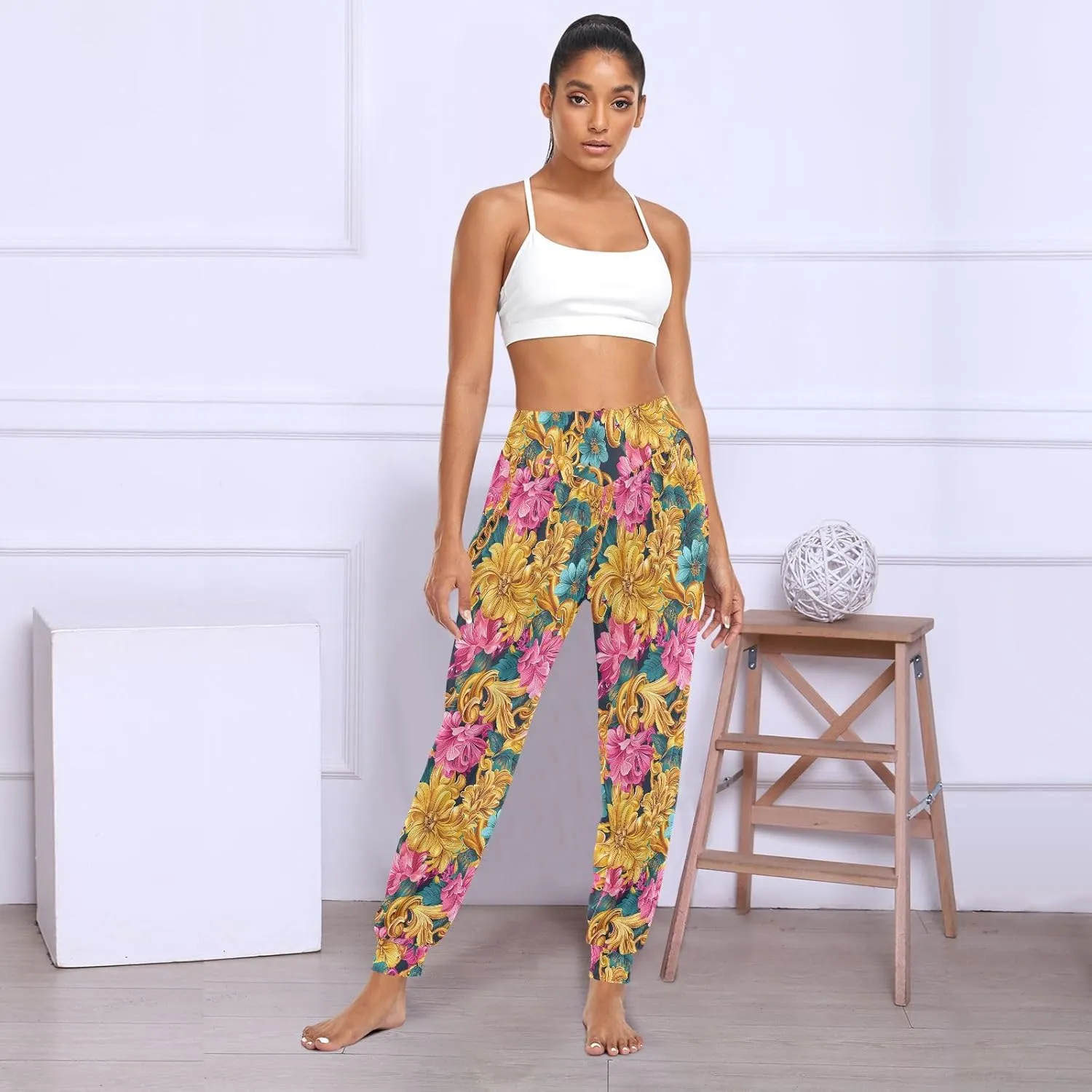CHIFIGNO Womens Harem Pants Harem Pants Women Workout Joggers Lightweight Casual Pants
