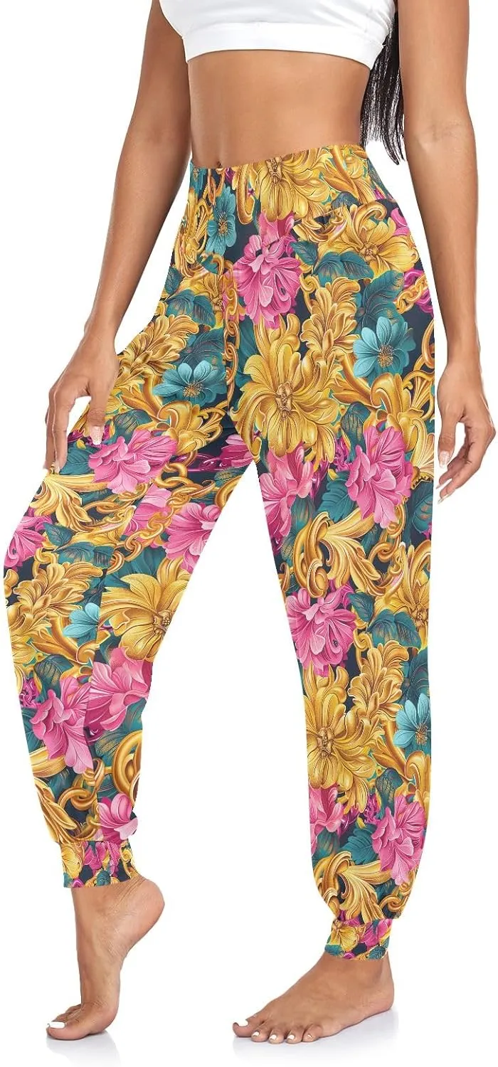CHIFIGNO Womens Harem Pants Harem Pants Women Workout Joggers Lightweight Casual Pants