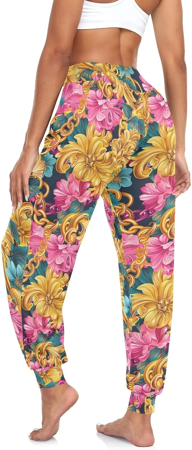 CHIFIGNO Womens Harem Pants Harem Pants Women Workout Joggers Lightweight Casual Pants