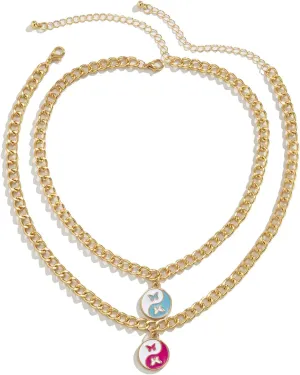 Choker Necklaces Dainty for Women, Cuban Chain Yin Yang 2 Layer Gold Layered Necklaces Dainty