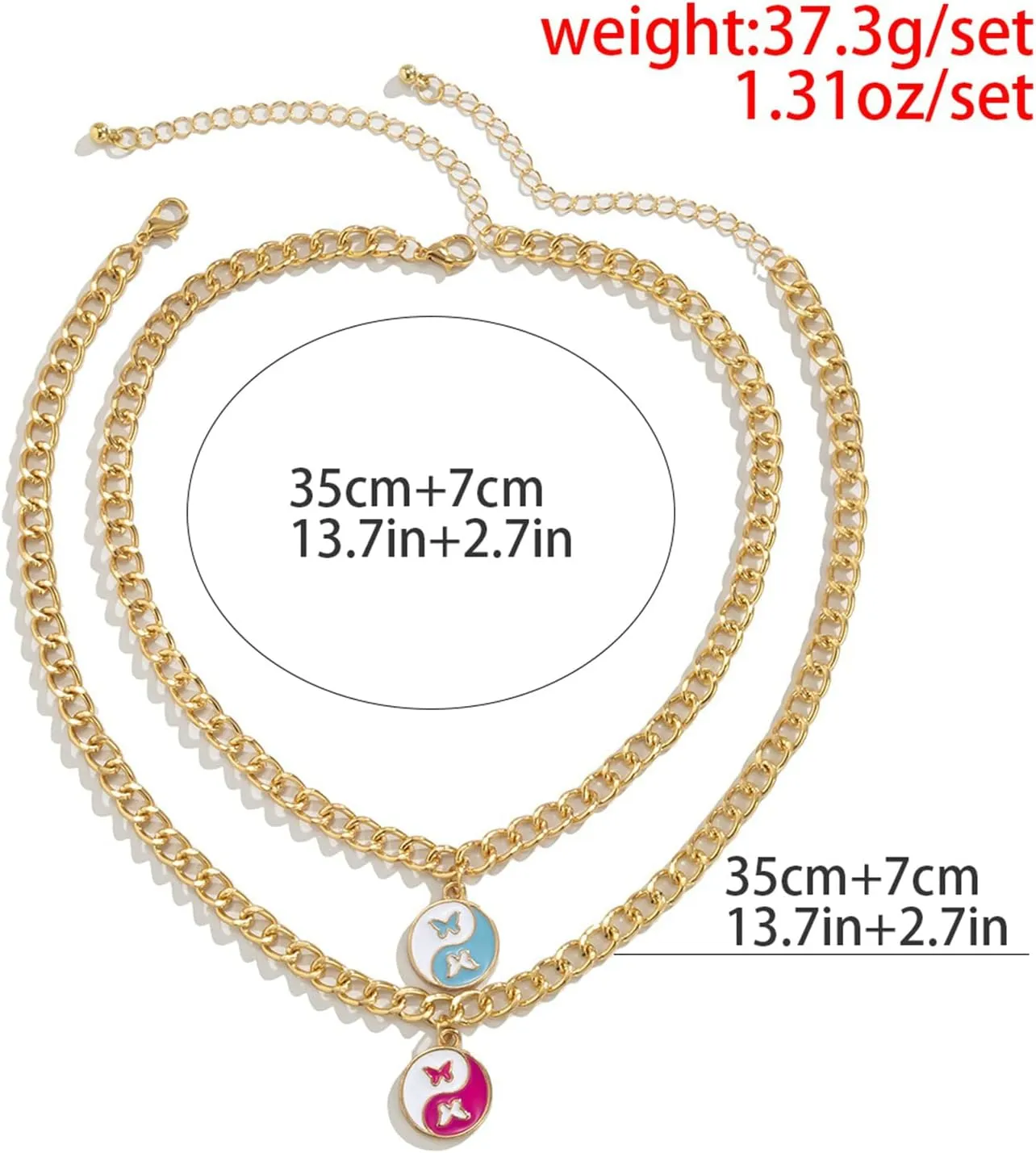Choker Necklaces Dainty for Women, Cuban Chain Yin Yang 2 Layer Gold Layered Necklaces Dainty