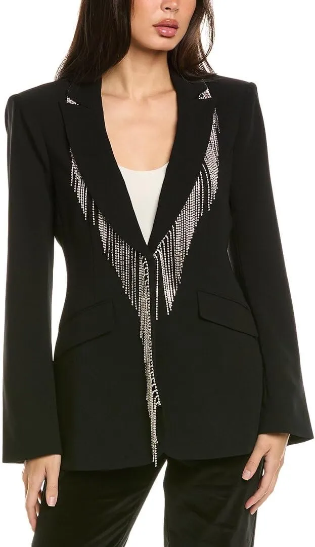 Cinq  Sept Women's Rhinestone Fringe Emb Cheyenne Blazer