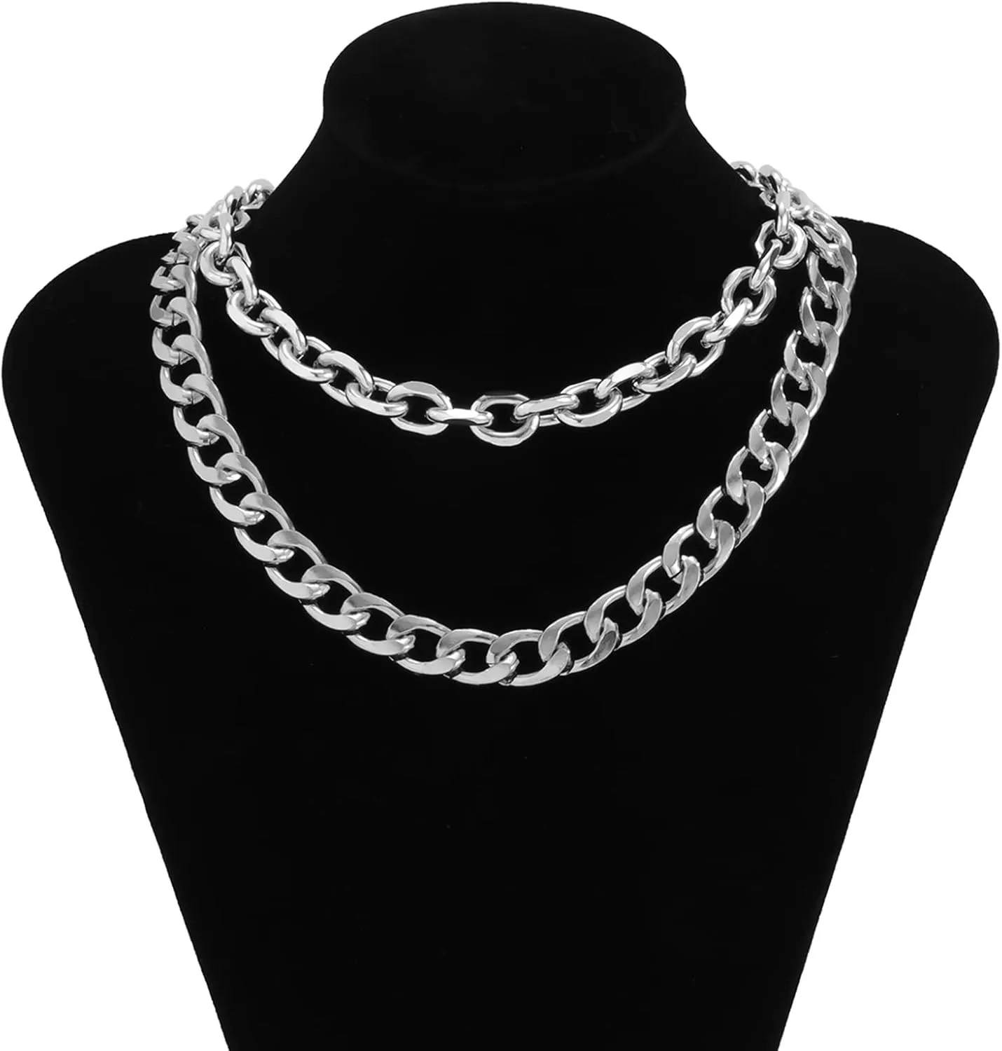 Clavicle Cubian Chain Multiple Necklaces for Women, 2 Layer Layered Gold Necklaces for Women Fashion