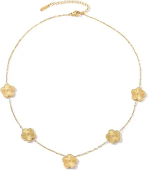 Clover Layered Necklace for Women | Clover Choker Necklace 14K Gold Plated Stainless Steel Women's Jewelry
