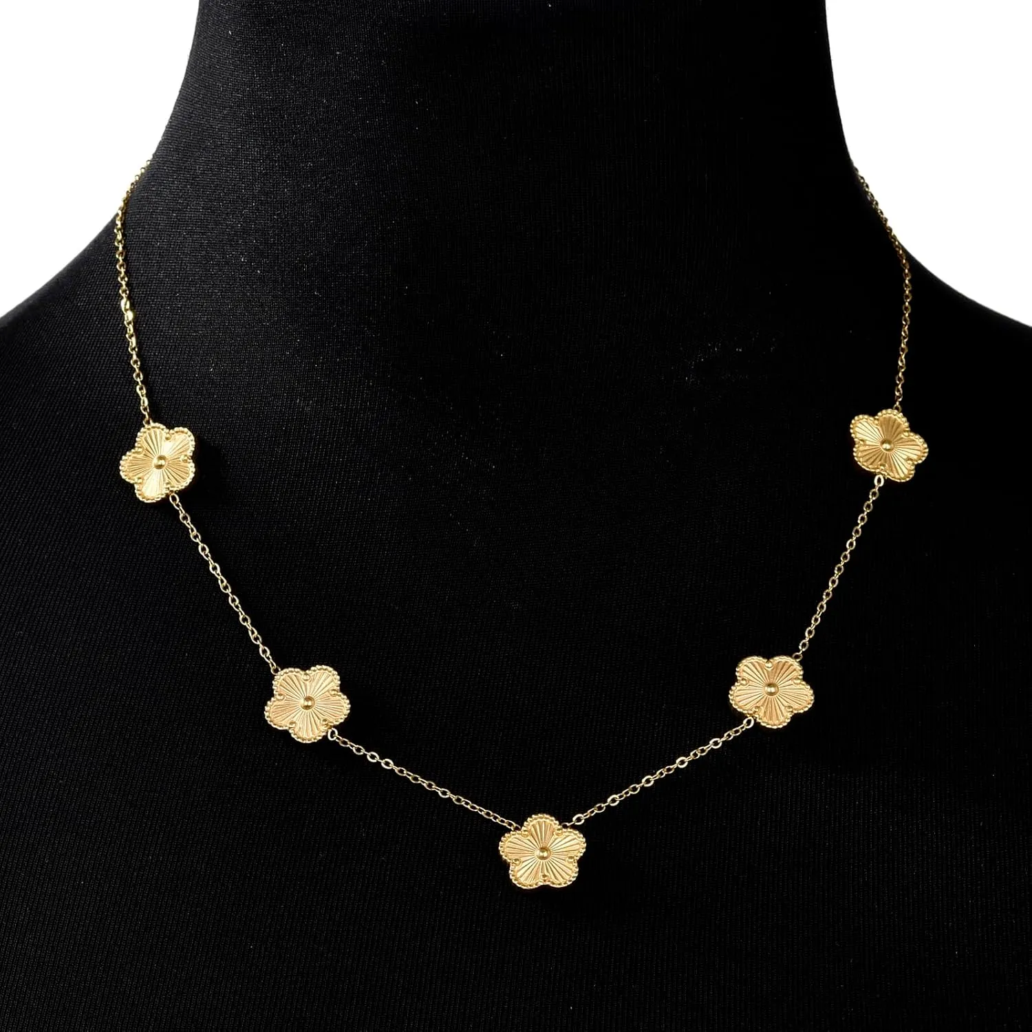 Clover Layered Necklace for Women | Clover Choker Necklace 14K Gold Plated Stainless Steel Women's Jewelry