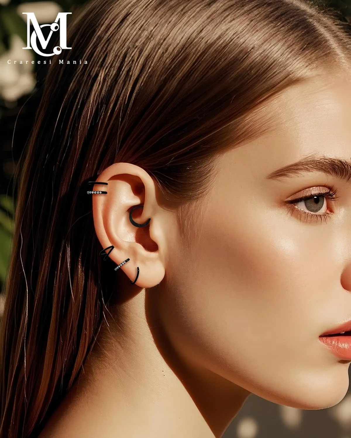 CM Crareesi Mania Nose Rings for Women 3PCS Nose Rings Hoops 316L Surgical Steel Double Hoop Nose Ring Septum Rings Earring Helix Daith Cartilage Tragus Conch Rook