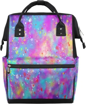Colorful Art Diaper Bag Tote Large Capacity Waterproof with Adjustable Shoulder Strap and Pram Straps Mommy Bag for Hospital Beach Weekender Travel