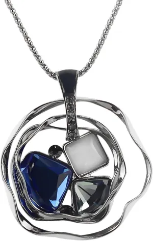 Created Crystals Necklaces for Women | Elegant Long Chain Pendant Necklace | Silver Necklace for Women | Jewelry for Women | Long Necklaces Trendy, Womens Jewelry, | Necklace for Girlfriend