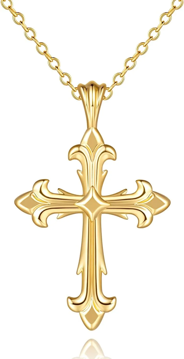 Cross Necklace 14K Gold Cross Necklaces for Women Crucifix Necklaces Pendant 45 8cm Gifts for Women