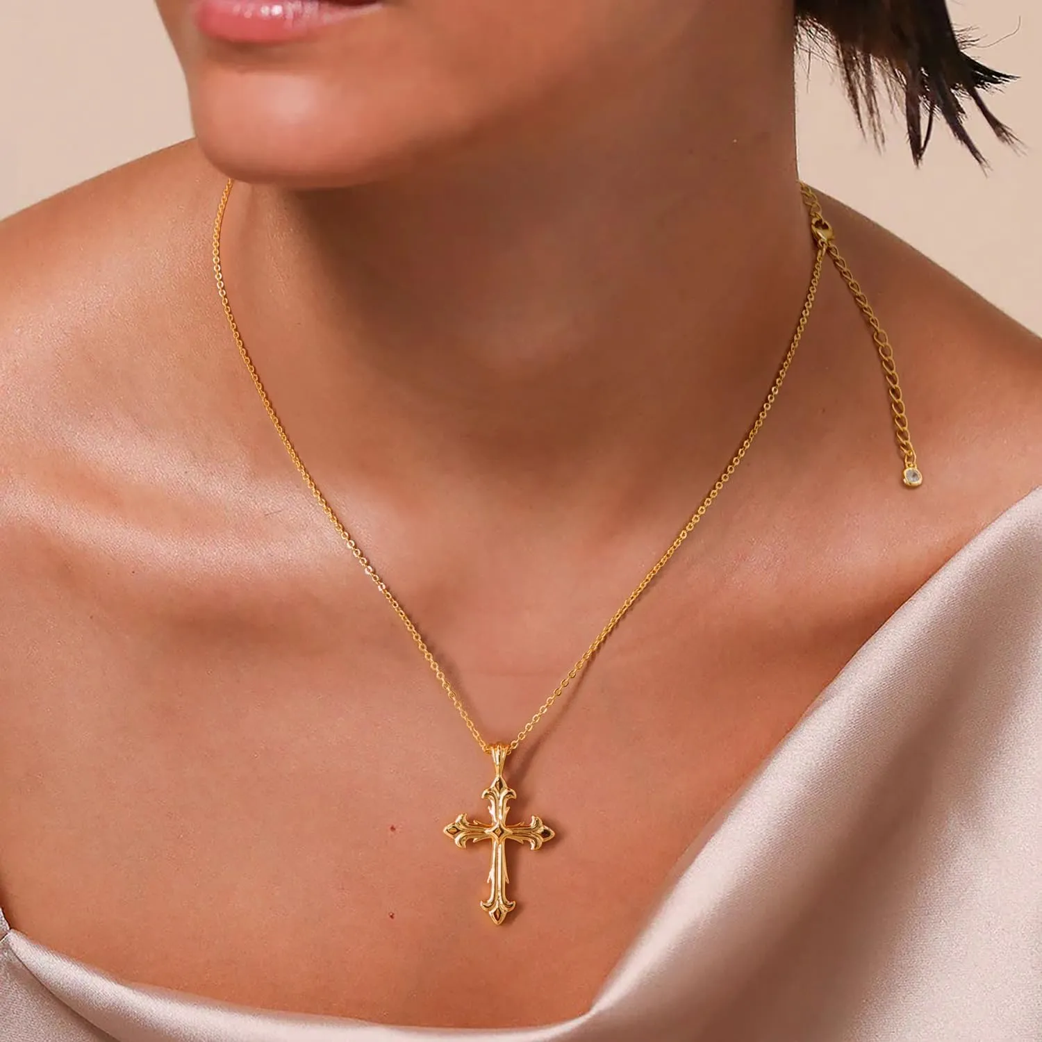 Cross Necklace 14K Gold Cross Necklaces for Women Crucifix Necklaces Pendant 45 8cm Gifts for Women