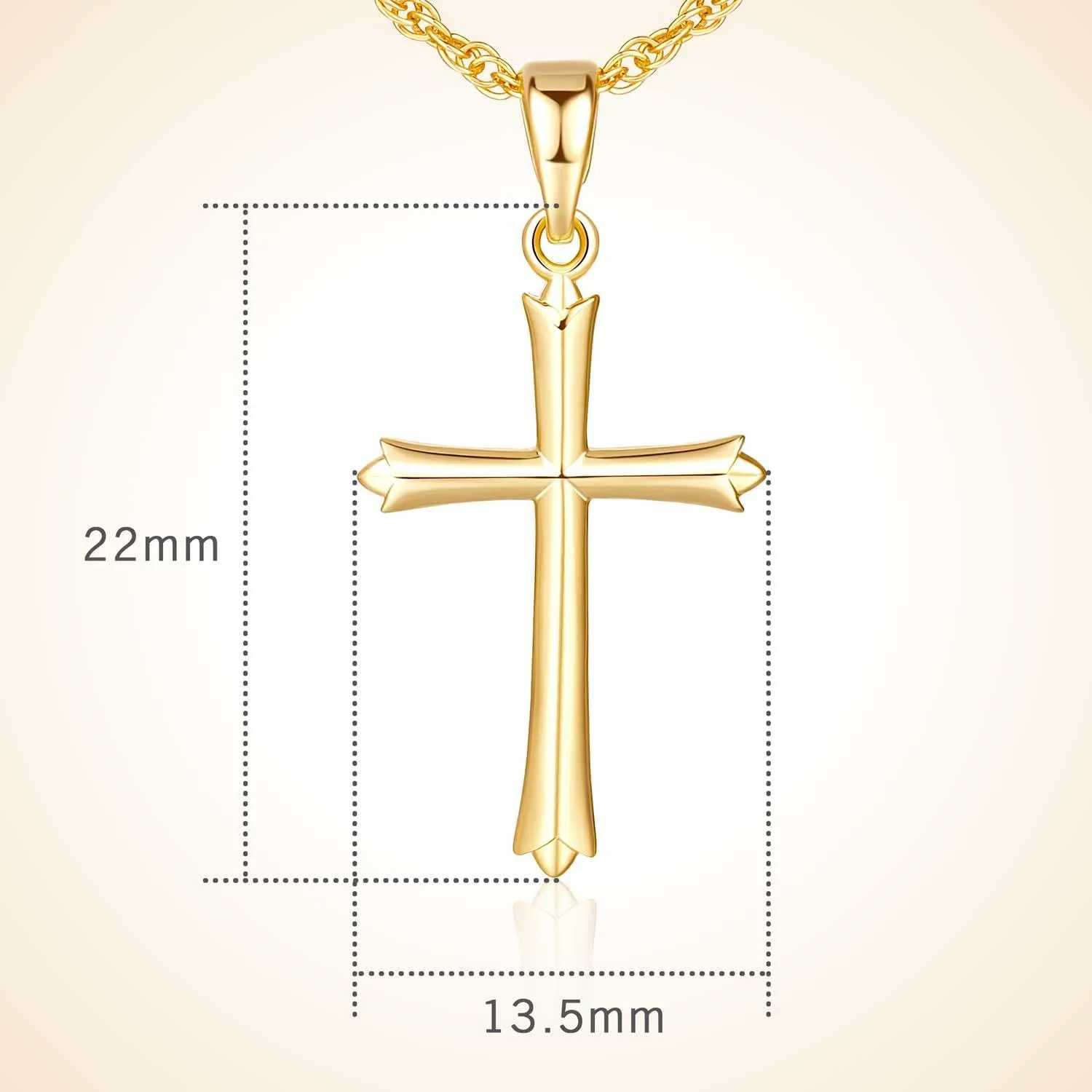 Cross Necklace 14K Gold Cross Necklaces for Women Simple Gold Chain Necklace for Womens Necklaces Pendant 22mm 27mm