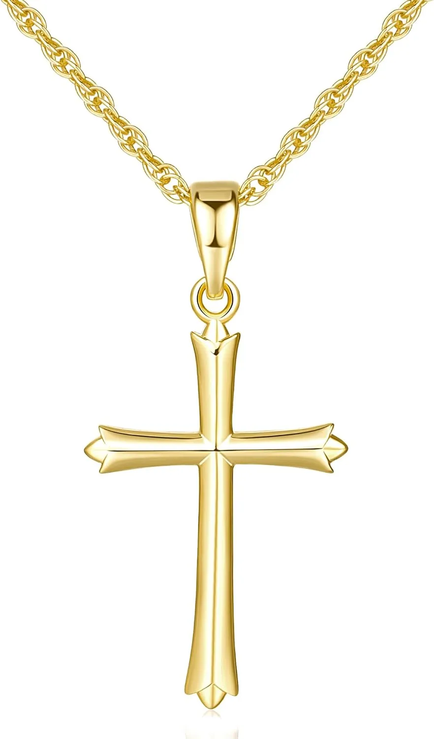 Cross Necklace 14K Gold Cross Necklaces for Women Simple Gold Chain Necklace for Womens Necklaces Pendant 22mm 27mm