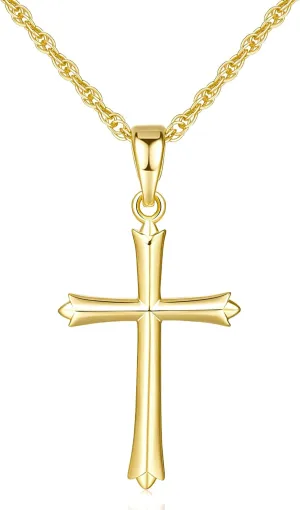 Cross Necklace 14K Gold Cross Necklaces for Women Simple Gold Chain Necklace for Womens Necklaces Pendant 22mm 27mm