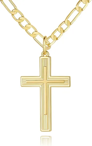 Cross Necklace for Men 14K Gold Cross Necklace for Men Gold Chain Necklaces for Mens Robust and Stylish Masculine Touch Mens Necklaces Pendant 20/22/24/26in