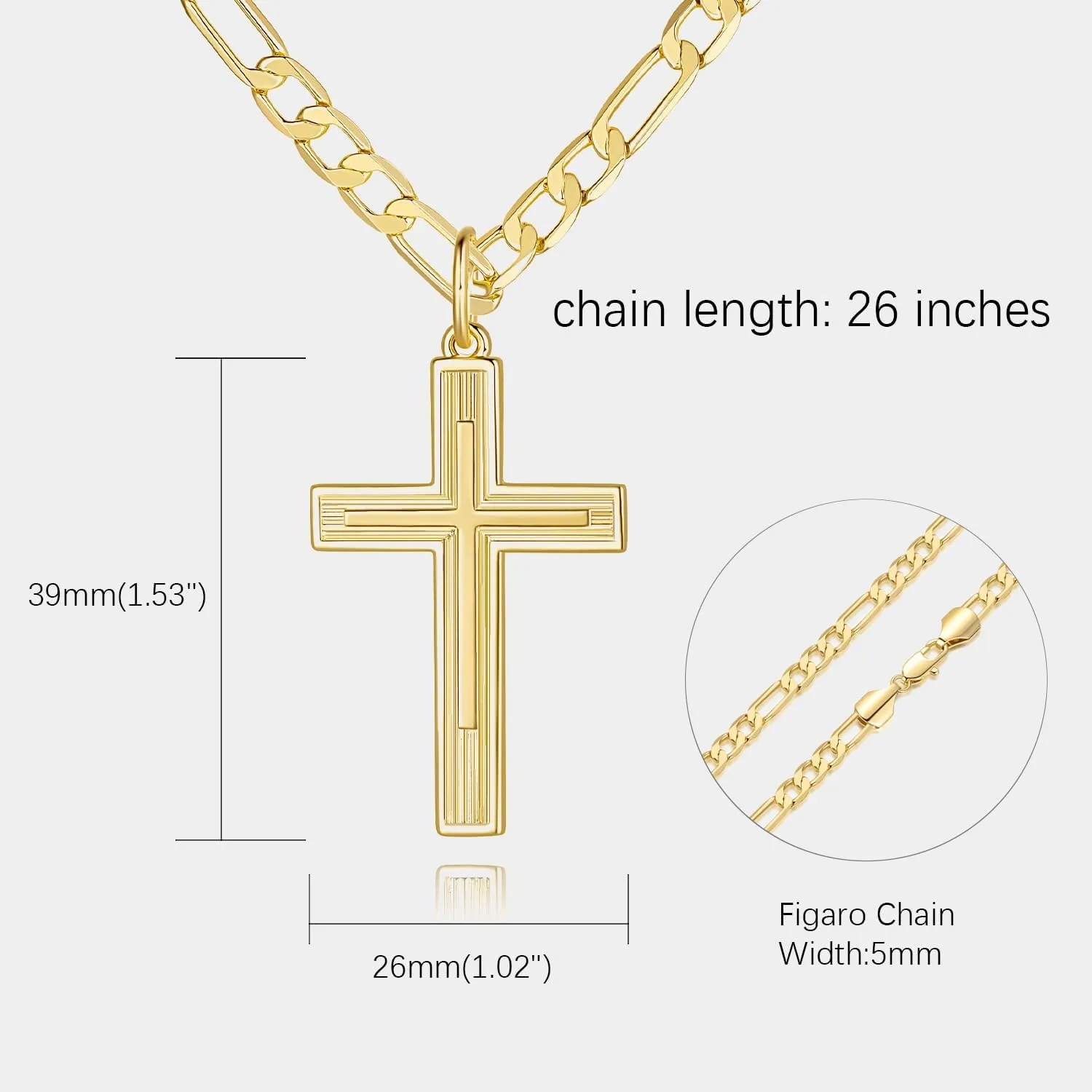 Cross Necklace for Men 14K Gold Cross Necklace for Men Gold Chain Necklaces for Mens Robust and Stylish Masculine Touch Mens Necklaces Pendant 20/22/24/26in