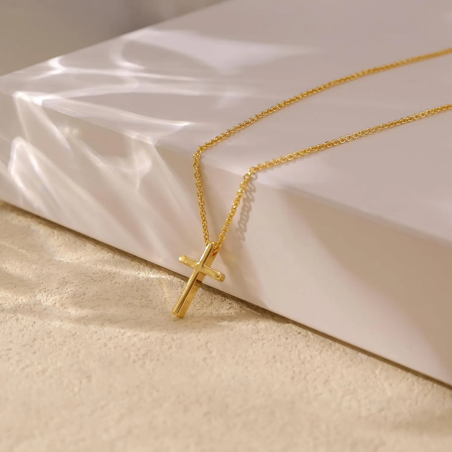Cross Necklace for Women, Dainty 14K Gold Plated Cross Pendant Small Cross Choker Cute Gold Necklaces for Women Trendy Faith Jewelry