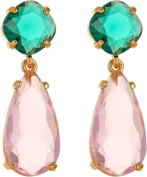 Crystal Earrings CXUEMH Teardrop Earrings for Women Blue and Green Dangle Earrings Elegant Earrings for Prom Emerald Green Earrings Formal Jewelry Crystal Drop Earrings