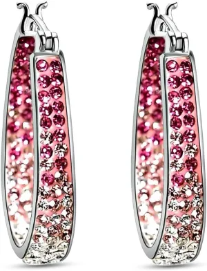 Crystal Hoop Earrings for Women - Sparkle Inside Out Dangle Earrings - Glitter Fun Trendy Jewelry Wedding Anniversary Birthday Gifts for Her