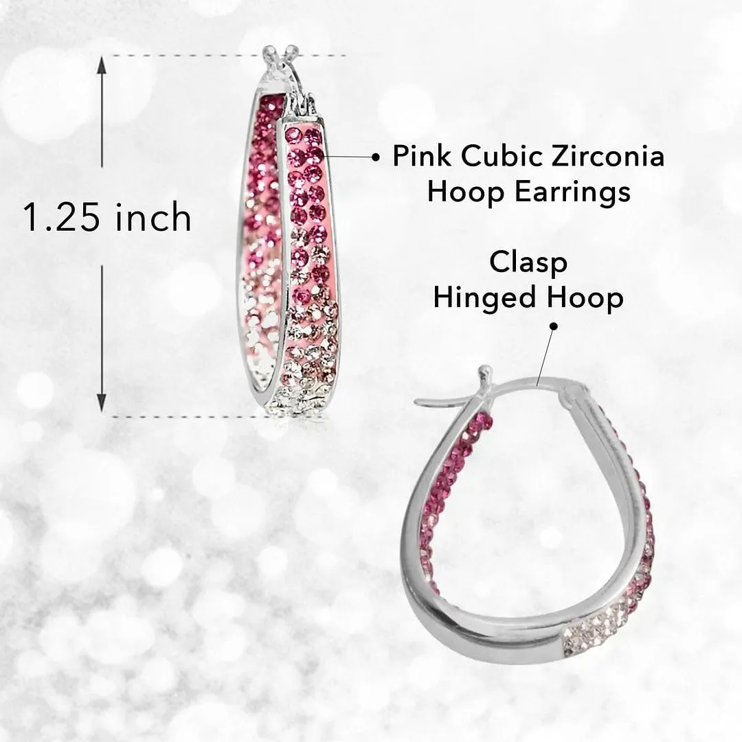 Crystal Hoop Earrings for Women - Sparkle Inside Out Dangle Earrings - Glitter Fun Trendy Jewelry Wedding Anniversary Birthday Gifts for Her