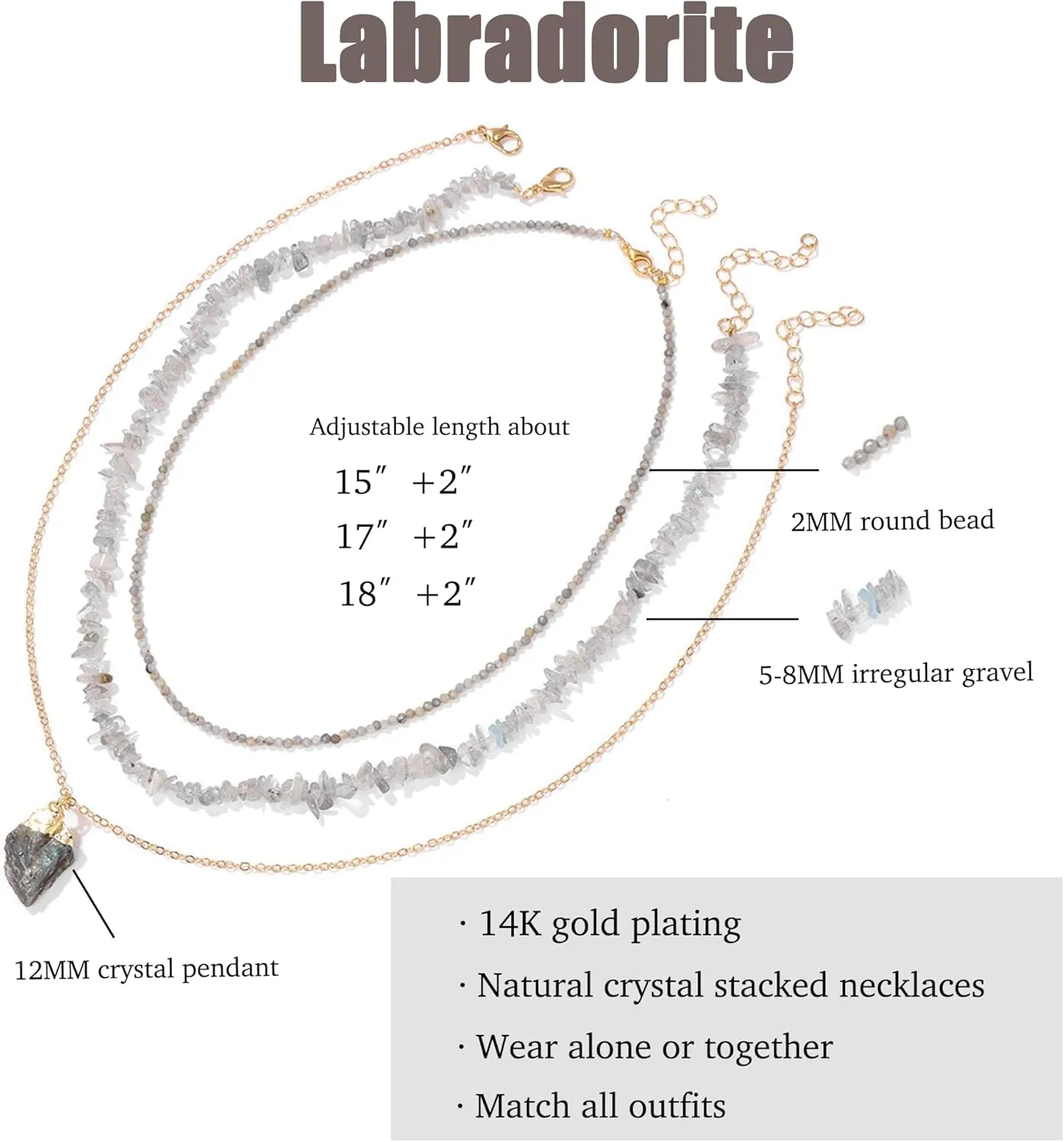 Crystal Stacked Necklaces for Women - Gem Beaded Choker Gold Layered Necklaces Charms Beach Women Jewelry Pendant Necklace