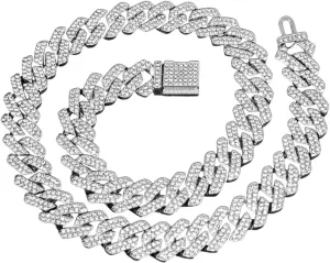 Cuban Link Chain for Women,Dainty Cubic Zirconia Choker Necklace Trendy Jewelry Accessory Valentine's Day Gift for Girlfriend