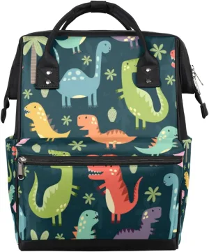 Cute Dinosaur Diaper Bag Tote Large Capacity Waterproof with Adjustable Shoulder Strap and Pram Straps Mommy Bag for Hospital Beach Weekender Travel
