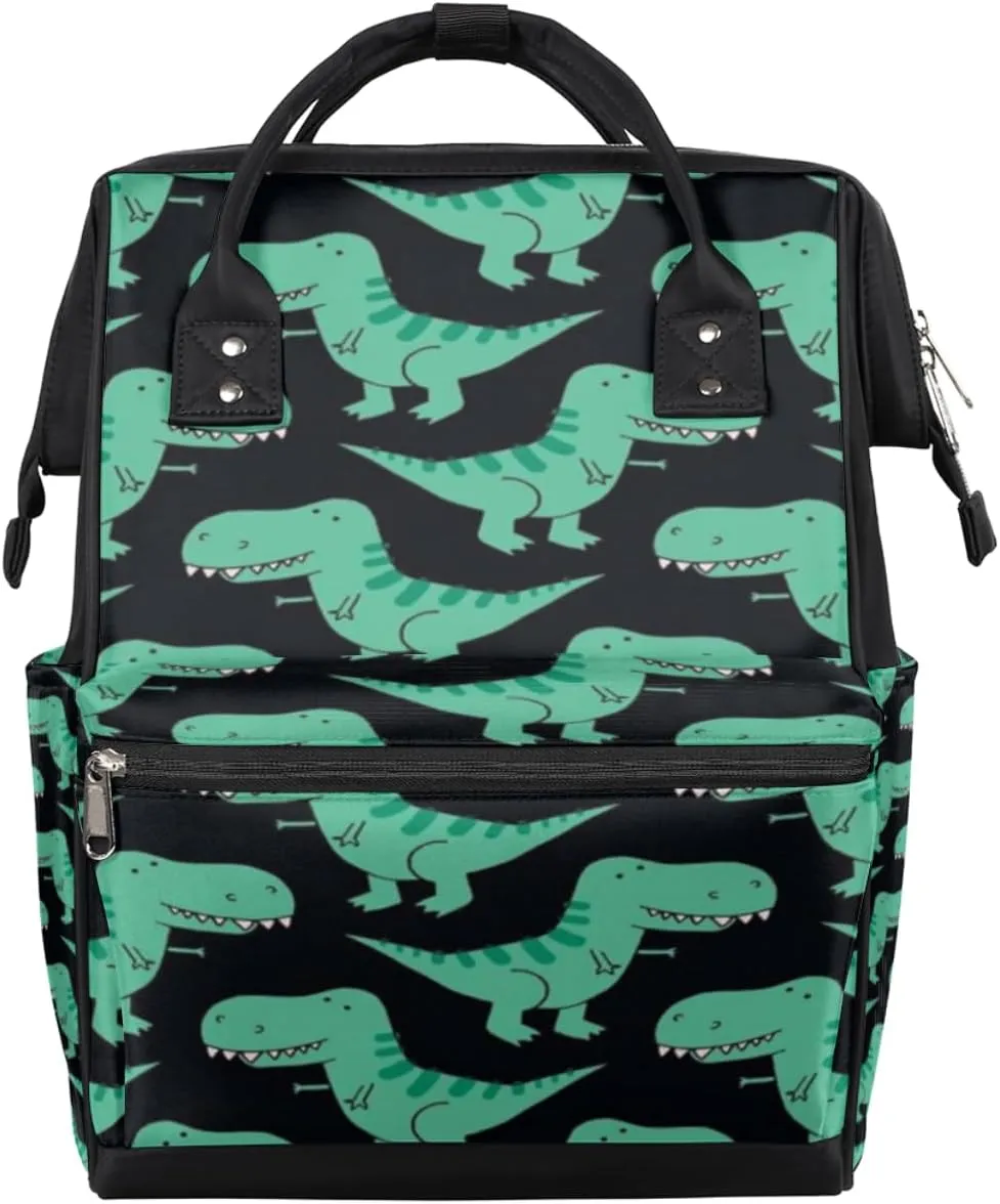 Cute Dinosaur Patterns Diaper Bag Tote Large Capacity Waterproof with Adjustable Shoulder Strap and Pram Straps Mommy Bag for Hospital Beach Weekender Travel