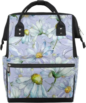 Daisy Watercolor Painting Diaper Bag Tote Large Capacity Waterproof with Adjustable Shoulder Strap and Pram Straps Mommy Bag for Hospital Beach Weekender Travel