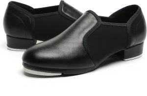 Dance Tap Shoes for Women Half Soles Dance Shoes Womens Leather Non Slip Jazz Shoes for Women,Black