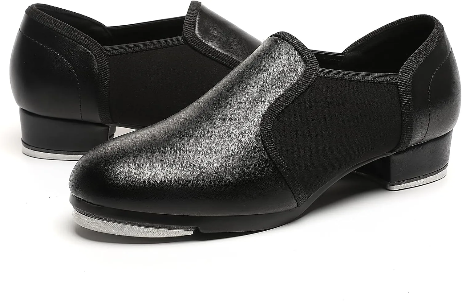 Dance Tap Shoes for Women Half Soles Dance Shoes Womens Leather Non Slip Jazz Shoes for Women,Black