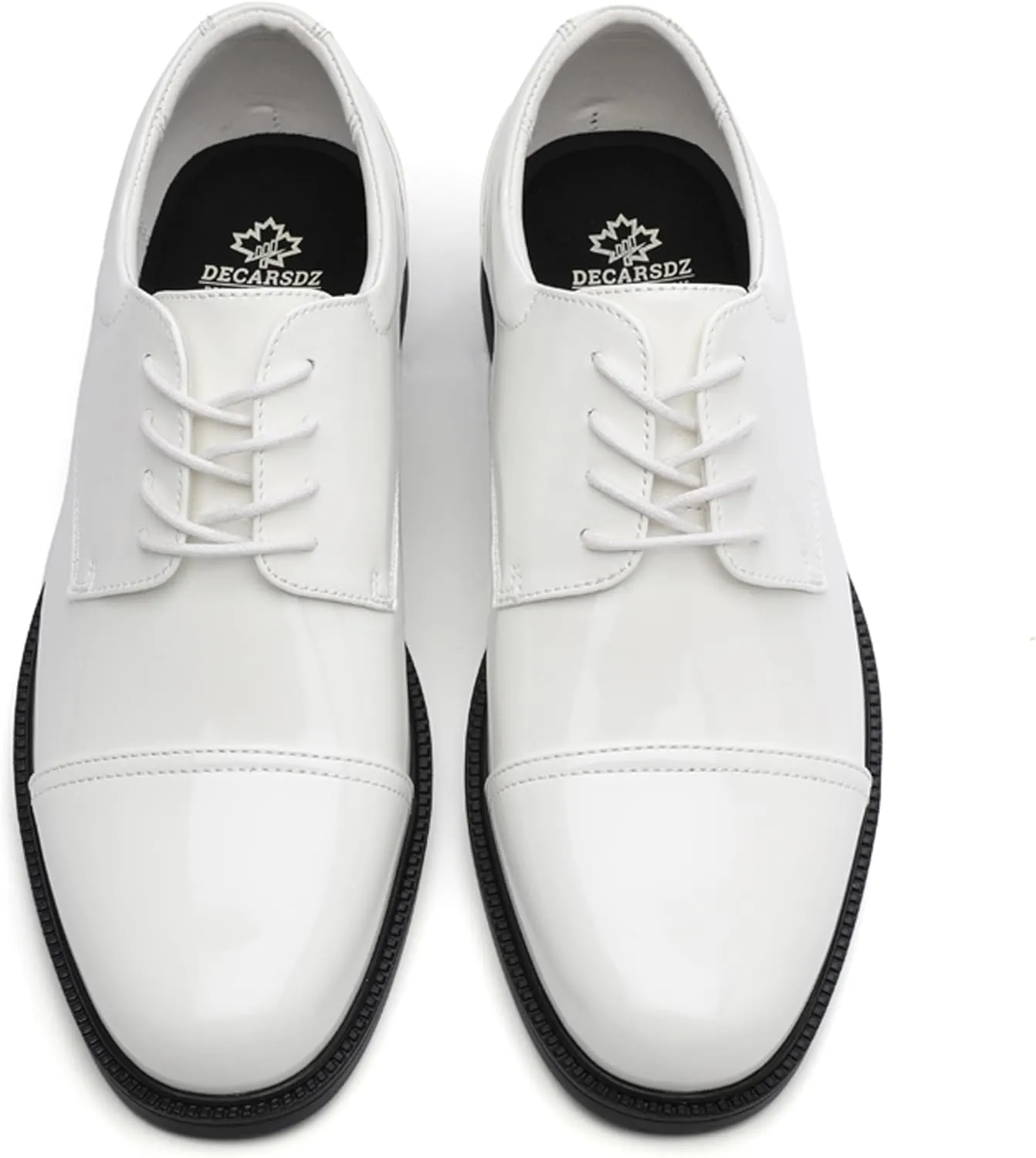 DECARSDZ Mens Classic Formal Oxford Lace-up Patent Leather Tuxedo Wedding Business Dress Shoes