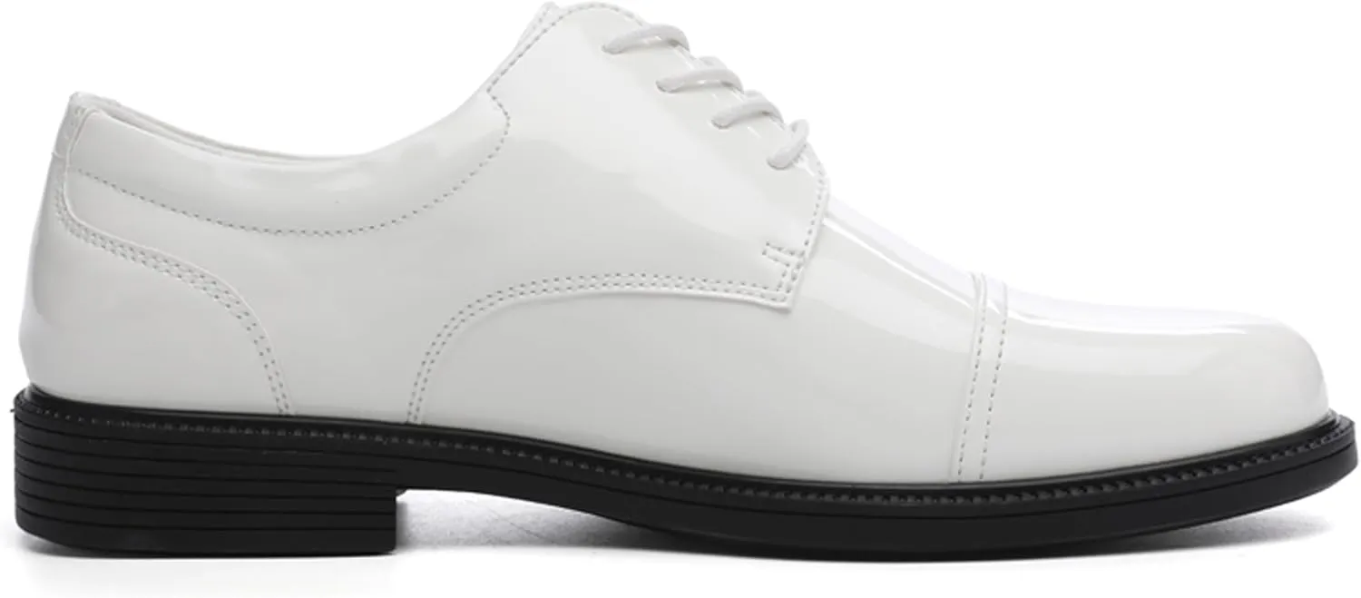 DECARSDZ Mens Classic Formal Oxford Lace-up Patent Leather Tuxedo Wedding Business Dress Shoes