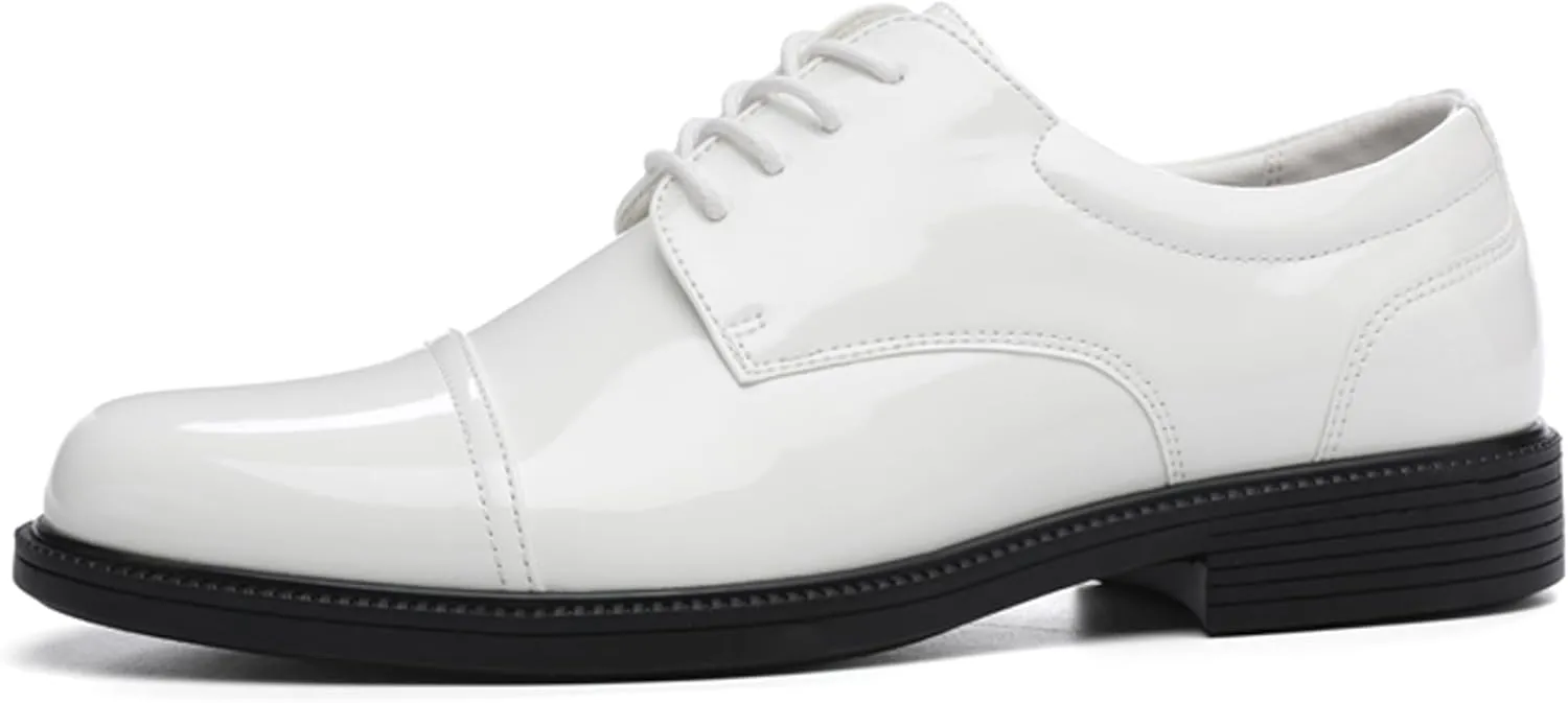 DECARSDZ Mens Classic Formal Oxford Lace-up Patent Leather Tuxedo Wedding Business Dress Shoes