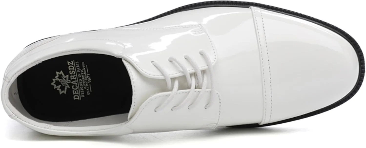 DECARSDZ Mens Classic Formal Oxford Lace-up Patent Leather Tuxedo Wedding Business Dress Shoes