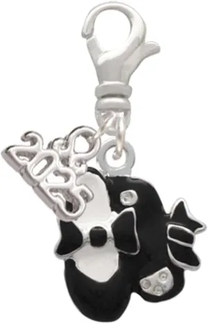 Delight Jewelry Silvertone Black Enamel Tap Shoes - Silver-tone Clip on Charm with Mini Year 2025