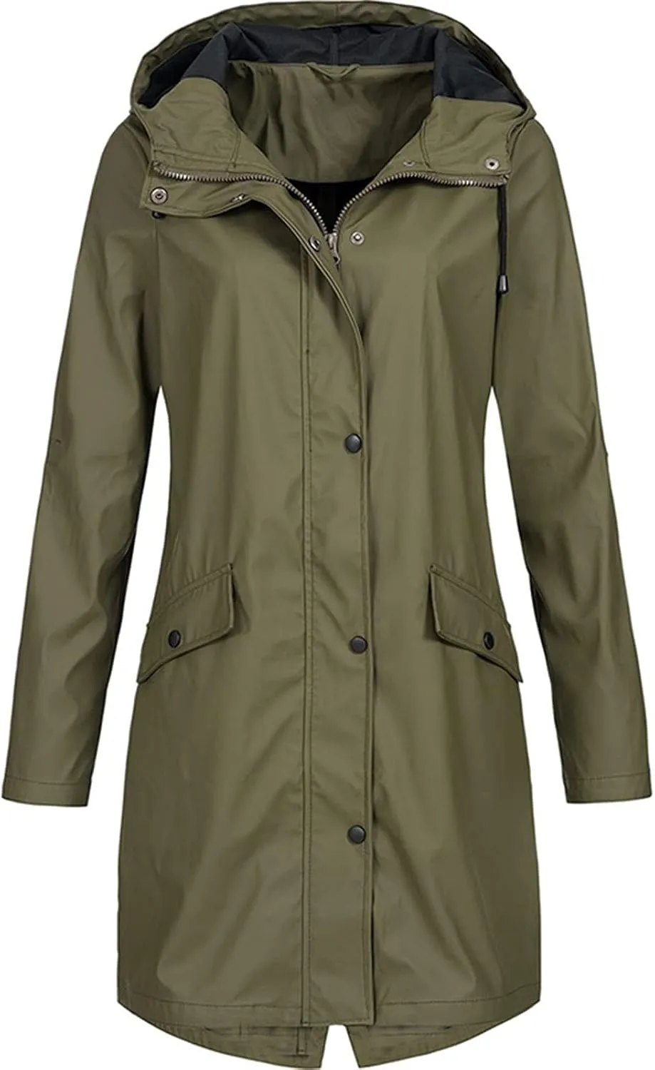 DESKABLY Women Plus Size Coat fashion Solid Rain Jacket Outdoor Plus Size Waterproof Hooded Raincoat Windproof Sun protection