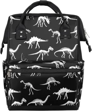 Dinosaur Skull Diaper Bag Tote Large Capacity Waterproof with Adjustable Shoulder Strap and Pram Straps Mommy Bag for Hospital Beach Weekender Travel