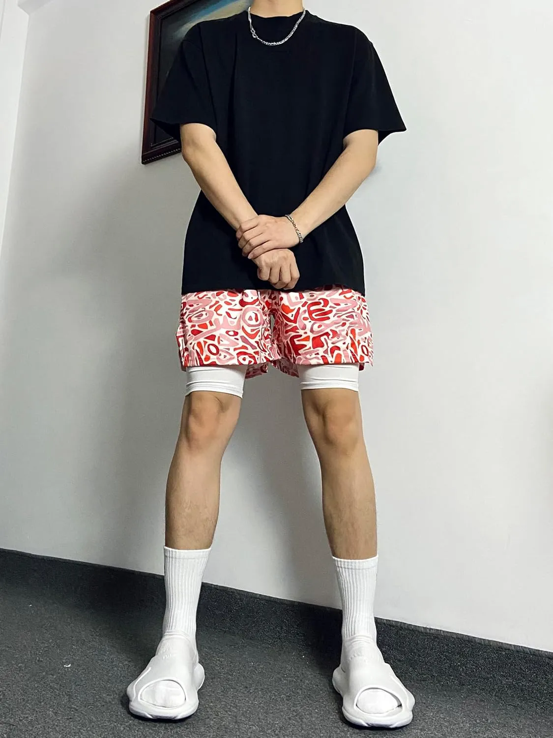 DIOTSR Mens Art Graphic Basketball Shorts Casual Athletic Running Shorts Cool Streetwear Designer Shorts Drawstring